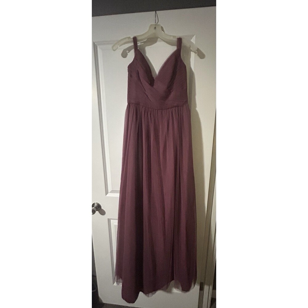 David's Bridal Size 4 Mauve Sleeveless V-Neck Tulle Polyester Bridesmaid Dress